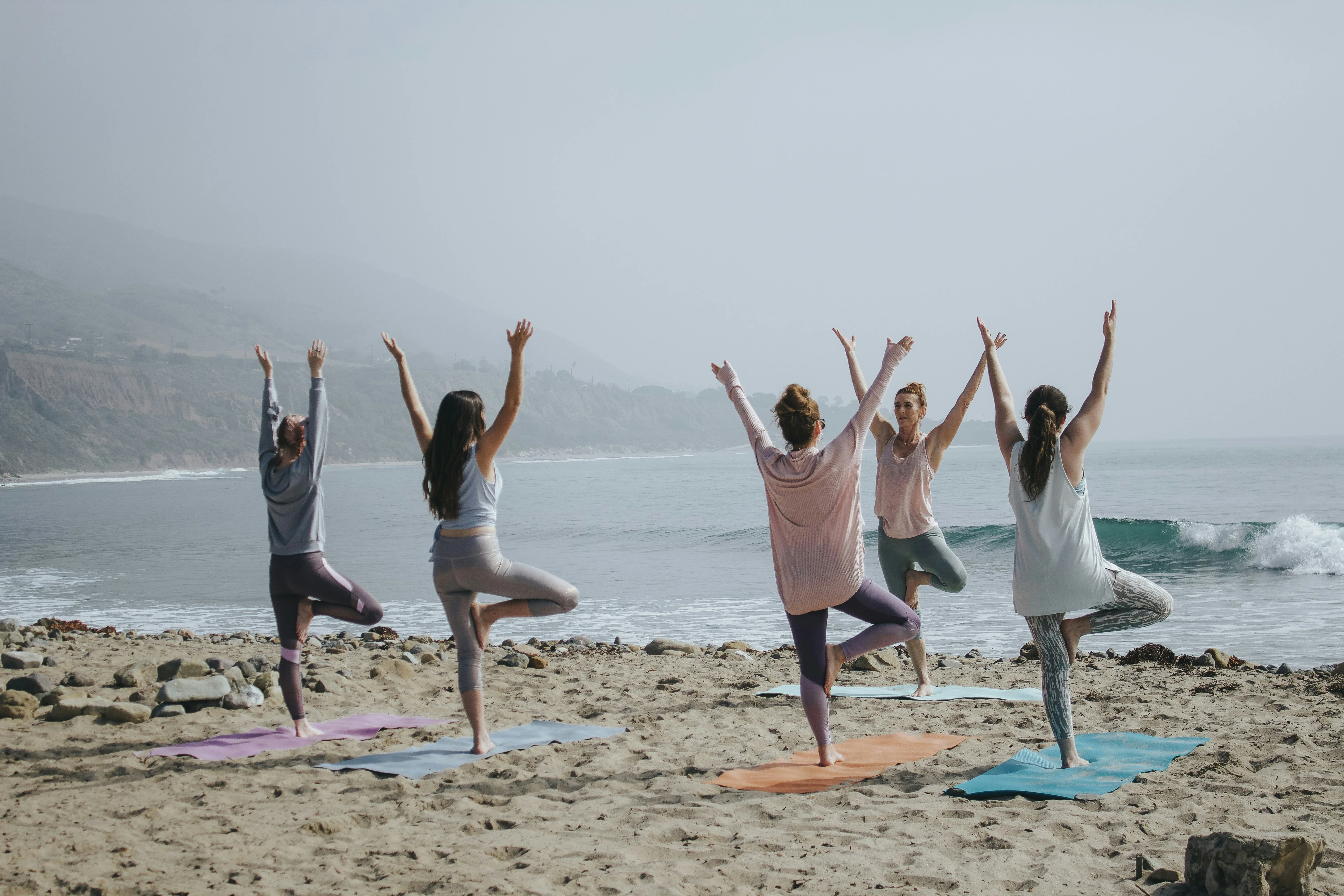 Yoga practice by the sea